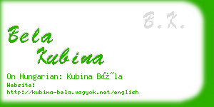bela kubina business card